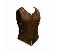 Baoblaze Renacimiento Disfraz Nórdico Medieval Coraza de Cuero Sintético Chaleco Histórico Ajustable por Cordones Adecuado para Adultos en LARP Carnavales Fiestas de, Marrón Oscuro