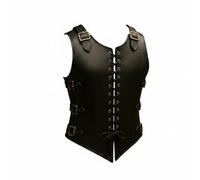 Baoblaze Renacimiento Disfraz Nórdico Medieval Coraza de Cuero Sintético Chaleco Histórico Ajustable por Cordones Adecuado para Adultos en LARP Carnavales Fiestas de, Negro