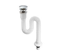 Baoblaze sagüe Lavabo Plateado Brillante | Sifón Lavabo con Tubo Flexible, Telescópico, sagüe con Tubo Extensible, para Baño, Con Agujero