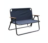 Baoblaze Sofá Doble Plegable para Camping Silla Bancal Biplaza Asiento Amplio con Respaldo Cómodo Brazos de Bastidor de Acero y Oxford 600D Adecuado para Playa, Negro, Silla Doble