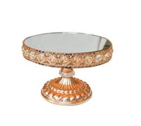 Baoblaze Soporte de Postres con Espejo Bandeja Pedestal Centro de Mesa Exhibidor Base Estable y Borde con Efecto Cristal Adecuado para Cumpleaños Boda Buffet Decoración de , Dorado , Pequeño