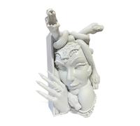 Baoblaze Sujetalibros Medusa Cabeza Escultura Resina Soporte de Libros Antideslizante Adorno Decorativo para Librería Adecuado para Regalos Hogar Estudi, Blanco