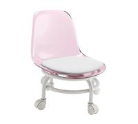 Baoblaze Taburete Bajo con Ruedas Asiento Rodante Silla Ergonómica con Respaldo Tapizado en PU Y Espuma Adecuado para Oficina Limpieza Ejercicios, Rosado, Individual
