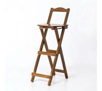 Baoblaze Taburete Plegable de Bambú con Respaldo Silla Alta Asiento para Barra Banco de Cocina Asiento Redondo y Barandillas como Reposapiés para Postura, Grande 96CM, Marrón Té