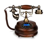 Baoblaze Teléfono Retro Cuerda con Diseño Clásico, Teléfono con Cable, Manos Libres, Retroiluminación, Timbre Mecánico Doble, Cordón De Tela