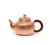 Baoblaze Tetera de Cobre Martillado Manual Vessel Cafetera Tetera con Tapa Vertido Limpio Control Antigoteo Acabado Cálido Brillante Adecuada para Cocina Sala, 350cc, Mango De Cobre, Color Original