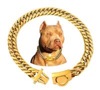 BAOBOTE Collar de perro de eslabones cubanos de alta resistencia, oro de 18 quilates, a prueba de mordidas, hebilla de seguridad (50,8 cm, dorado)