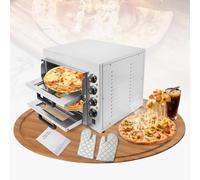 BAOCHADA 3000W Doppellagig Mini Pizzaofen Eléctrico,Commerzieller Pizza Horno con Temporizador y Guantes, Regulación de Temperatura 50-350℃,Fuerte Horno Eléctrico para Pizza Napolitana