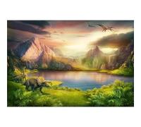 Baocicco Fondo de fotografía infantil con temática de dinosaurios de 1,8 x 1,2 m, para fiesta de cumpleaños, telón de fondo jurásico, mesozoico, época, bosque, montañas, lago, árboles prehistóricos, pastizales, arqueología para niños