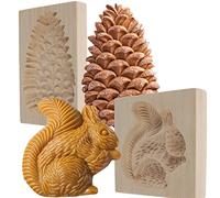 BAODBF 2 moldes de galletas de madera para galletas, chocolate, magdalenas, molde de galletas, molde de madera, galletas, estampado de animales, molde de galletas 3D, herramientas de cocina