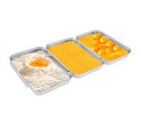 BAODBF 3 bandejas de horno pequeñas de 22 × 15 × 3 cm, apilables, rectangulares, aptas para lavavajillas, acero inoxidable, para pan y pasteles