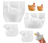 BAODBF 4 moldes de silicona con forma de pollo y pato, figuras de animales, juego de moldes para resina epoxi, hormigón y yeso, gallina, molde de silicona para velas y jabón, decoración de Pascua
