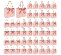 BAODBF 48 bolsas de regalo de papel con cintas y asas, bolsas de regalo coloridas, 14 × 12 × 6 cm, bolsas para caramelos, chocolate, pintalabios, pequeñas joyas