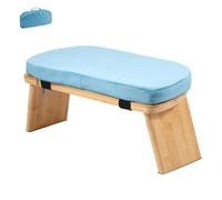 BAODBF Banco de meditación de bambú, taburete de meditación plegable con diseño antideslizante, taburete para oración con cojín, banco de yoga para momentos espirituales en la vida cotidiana, 43 x 19