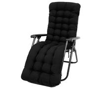 BAODBF Cojín para silla de jardín, respaldo alto con cojín, 170 x 50 cm, respaldo alto, muebles de jardín para tumbona, mecedora (negro)