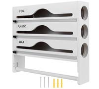 BAODBF Dispensador de láminas de bambú, dispensador 3 en 1, film transparente y lámina de aluminio, dispensador de papel de aluminio, dispensador de papel de aluminio y recipiente para cocina, 35,5 x