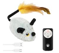 BAODBF Juguete interactivo para gatos eléctrico, juguete para gatos que se mueven por sí mismo, evita obstáculos, juguete para gatos con mando a distancia, ratón teledirigido para gatos (gris)