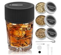 BAODBF Kit de ahumador de cócteles eléctrico, portátil con 3 chips de madera para whisky y bourbon, juego de incienso para padre y amante de cócteles