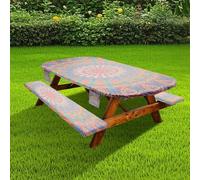 BAODBF Mantel rectangular con cubierta para banco, impermeable, versátil, mantel de picnic con borde elástico para camping, fiesta en el jardín al aire libre (A)