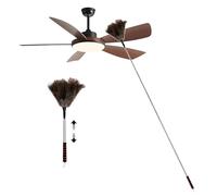 BAODBF Plumero de plumas de avestruz, largo, extensible, lavable, antiestático, con mango telescópico para superficies altas, ventiladores de techo y muebles (rojo)
