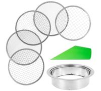 BAODBF Sifter Set for Gardening Bonsai Detachable Stainless Steel Soil Sieve Set with Shovel Easy to Clean Interchangable Meshes Riddle Sieve Set for Soil Sorting