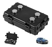 BAODBF Soporte magnético para llaves debajo del coche, esconde una llave, 4 imanes, impermeable, caja magnética negra, 7.4 x 4.3 x 1.96 pulgadas