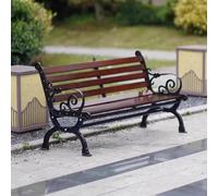 Baodiale Banco de jardín de banca de Madera al Aire Libre rústico con Respaldo de Muebles de Patio de Hierro Forjado para el Patio del Parque Exterior