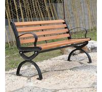 Baodiale Banco de jardín de Madera Maciza Banco de Patio Exterior con Estructura metálica, Asiento de Parque para césped, terraza, jardín, Porche y Entrada