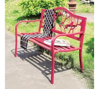 Baodiale Banco de jardín metálico Banco de Patio Exterior Asiento de Parque para 2 Personas Mobiliario para césped, terraza, jardín, Porche y Entrada