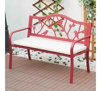 Baodiale Banco de jardín metálico para Exteriores con cojín, Asiento de Parque para 2 Personas para césped, terraza, jardín, Porche y Entrada.