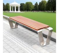 Baodiale Banco de Patio de Madera Maciza de 2 Personas, Banco de jardín de sillas largas al Aire Libre para Todo Clima con Marco de Acero Inoxidable para jardín, Porche y Parque