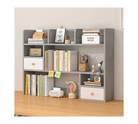 Baodiale Bookcases Desktop Shelf Wood Desktop Organizer Storage Shelf for Office Supplies and Home, Wood Desktop Bookshelf, The Best Companion for Office Desk, Grey Bookshelf