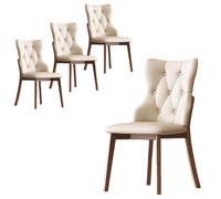 Baodiale Country Dining Chairs Set of 4, Wooden Dining Chair with PU Leather Upholstered Seat, Solid Wood Legs & Frame, Farmhouse Kitchen & Living Room Chairs(Khaki)