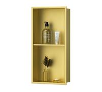 Baodiale Estante de Ducha Empotrado de Acero Inoxidable para baño, no Necesita Azulejos, estantes Dobles Cuadrados de Pared, Estante de Almacenamiento para baño y Dormitorio, 70 x 28 x 12 cm.