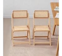 Baodiale Juego de 2 sillas Plegables apilables de Metal con Asientos de ratán de Resina. Ideales para Interiores y Exteriores, para Eventos y comedores.