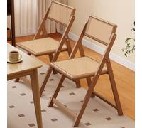 Baodiale Juego de 2 sillas Plegables apilables de Metal con Asientos de ratán de Resina. Ideales para Interiores y Exteriores, para Eventos y comedores.