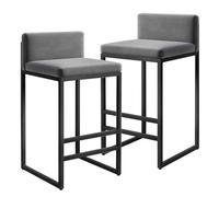 Baodiale Juego de 2 taburetes Altos de Bar, taburetes de Cocina de Terciopelo, taburetes de Bar Modernos para Desayuno, sillas de Comedor con Respaldo y Patas de Metal, taburetes Altos para el hogar