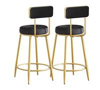 Baodiale Juego de 2 taburetes Altos de Terciopelo, Taburete Moderno con Respaldo y reposapiés Dorado, sillas de Bar Altas para Cocina, Pub, cafetería, 25,6'' de Alto