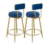 Baodiale Juego de 2 taburetes Altos de Terciopelo, Taburete Moderno con Respaldo y reposapiés Dorado, sillas de Bar Altas para Cocina, Pub, cafetería, 25,6'' de Alto