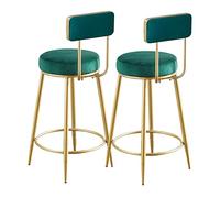 Baodiale Juego de 2 taburetes Altos de Terciopelo, Taburete Moderno con Respaldo y reposapiés Dorado, sillas de Bar Altas para Cocina, Pub, cafetería, 25,6'' de Alto