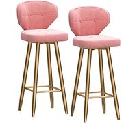 Baodiale Juego de 2 taburetes Altos para Bar, Juego de 2 taburetes Altos para Bar, Taburete Alto de Terciopelo para Bar con Respaldo, Patas y reposapiés Resistentes de Metal Dorado, Taburete de Isla
