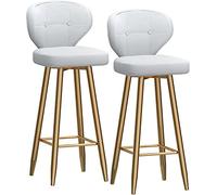 Baodiale Juego de 2 taburetes Altos para Bar, Juego de 2 taburetes Altos para Bar, Taburete Alto de Terciopelo para Bar con Respaldo, Patas y reposapiés Resistentes de Metal Dorado, Taburete de Isla
