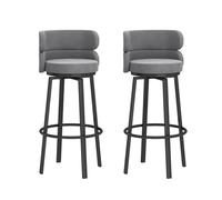 Baodiale Juego de 2 taburetes de Bar giratorios de 360°, Modernos taburetes de Desayuno de Terciopelo con reposapiés y Respaldo, sillas tapizadas de Altura de mostrador para Cocina, Isla, bistró.