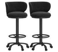 Baodiale Juego de 2 taburetes de Bar Modernos, Ajustables y giratorios, con capitoné de Terciopelo, tapizados y Altura Ajustable for Cocina, Comedor y cafetería.