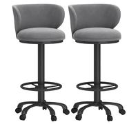 Baodiale Juego de 2 taburetes de Bar Modernos, Ajustables y giratorios, con capitoné de Terciopelo, tapizados y Altura Ajustable for Cocina, Comedor y cafetería.