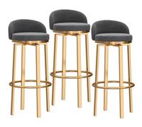 Baodiale Juego de 3 taburetes de Altura de mostrador, taburetes de Bar giratorios para Cocina, Silla de Altura de mostrador con Respaldo y reposapiés Dorado, sillas de Bar tapizadas de Terciopelo