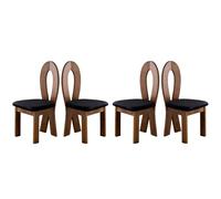 Baodiale Juego de 4 sillas de Comedor de Madera con tapicería de Cuero y Estructura Robusta for una sentada cómoda en el Comedor, la Cocina o el Restaurante.(Black2)