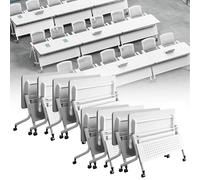 Baodiale Mesa de conferencias Plegable Ligera y Plegable, Escritorio de Oficina móvil, fácil de Transportar para reuniones en el Lugar y Espacios de Trabajo temporales.