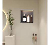 Baodiale Nicho de Ducha con luz LED Acero Inoxidable Negro Mate Nicho de Pared Empotrado en el baño No se requieren Azulejos para el Almacenamiento en el baño