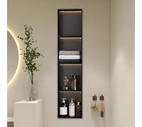 Baodiale Nicho de Ducha con luz LED Acero Inoxidable Negro Mate Nicho de Pared Empotrado en el baño No se requieren Azulejos para el Almacenamiento en el baño